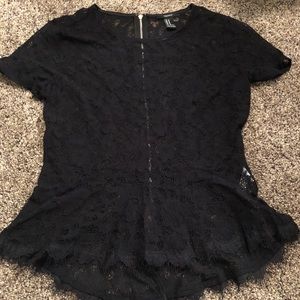 Black lace peplum top